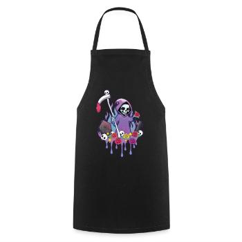 Faucheuse Kawaii Occulte Satanique Pastel Gothique - Tablier de cuisine - noir - Devant - AI Model Male 185 dark (185cm)