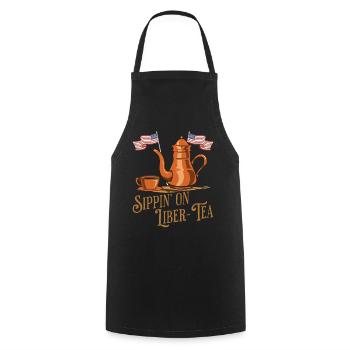 Sippin' On Liber-tea Independence Day Fun - Kochschürze - Schwarz - Vorne - AI Model Male 185 dark (185cm)