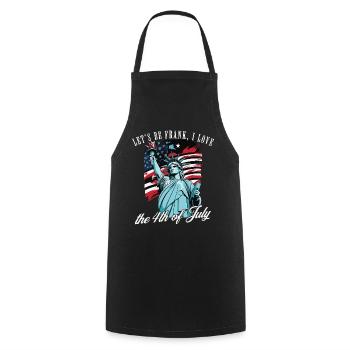 Drapeau américain de la Statue de la Liberté du 4 juillet - Tablier de cuisine - noir - Devant - AI Model Male 185 dark (185cm)
