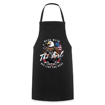 Mess With Best Funny Freedom Design July 4 - Cooking Apron - black - Front - AI Model Male 185 dark (185cm)