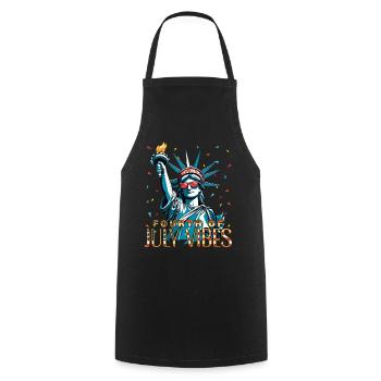 Ambiance du 4 juillet, célébrations de la Statue de la Liberté - Tablier de cuisine - noir - Devant - AI Model Male 185 dark (185cm)