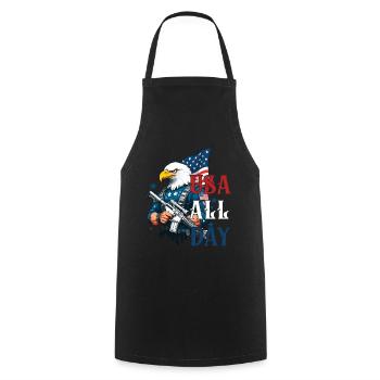 Usa All Day Funny Freedom Design 4th of July - Cooking Apron - black - Front - AI Model Male 185 dark (185cm)