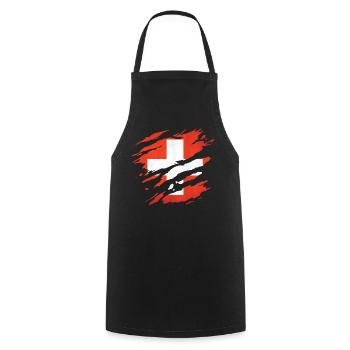 Switzerland - National flag, scratches, cracks - Cooking Apron - black - Front - AI Model Male 185 dark (185cm)