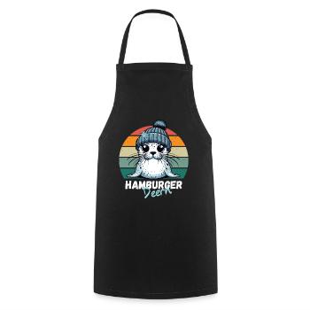 Hambourg sceau sceau hamburger Deern drôle rétro - Tablier de cuisine - noir - Devant - AI Model Male 185 dark (185cm)