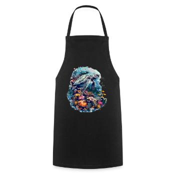 Vibrant Colorful Aquatic and Marine Life - Cooking Apron - black - Front - AI Model Male 185 dark (185cm)