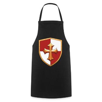 Bouclier Ren Faire Joute - Tablier de cuisine - noir - Devant - AI Model Male 185 dark (185cm)