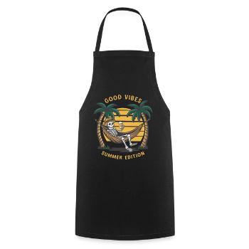 Squelette dans le hamacVacances à la plage - Tablier de cuisine - noir - Devant - AI Model Male 185 dark (185cm)