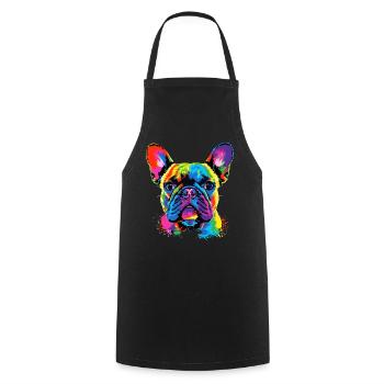 Französische Bulldogge Bunte Farben Pop Art Dogge - Kochschürze - Schwarz - Vorne - AI Model Male 185 dark (185cm)