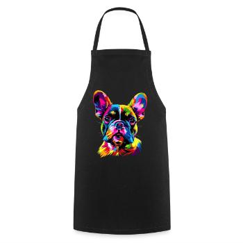 Französische Bulldogge Bunte Farben Pop Art Dogge - Kochschürze - Schwarz - Vorne - AI Model Male 185 dark (185cm)