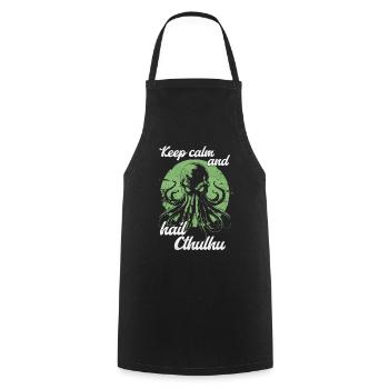 Keep Calm and Hail Cthulhu Lovecraft Necronomicon - Kochschürze - Schwarz - Vorne - AI Model Male 185 dark (185cm)