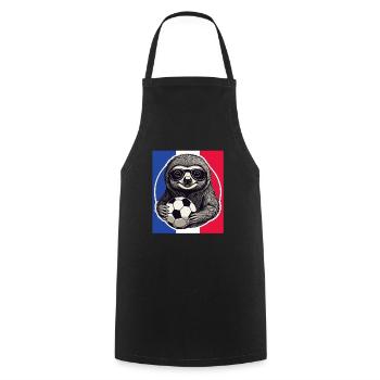 Football Fan Sloth with Sunglasses France - Cooking Apron - black - Front - AI Model Male 185 dark (185cm)