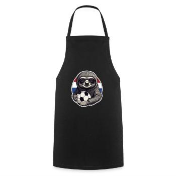 Football Fan Sloth with Sunglasses Netherlands - Cooking Apron - black - Front - AI Model Male 185 dark (185cm)