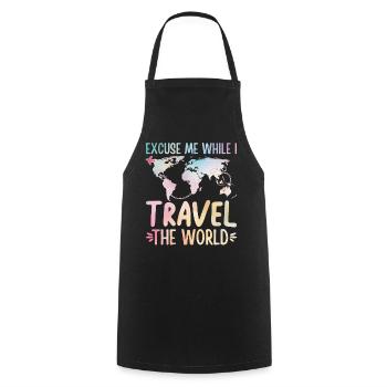 Excuse Me While I Travel The World - Cooking Apron - black - Front - AI Model Male 185 dark (185cm)