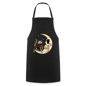 Katze Mond Blumen Muertos Tag der Toten Halloween - Kochschürze - Schwarz - Vorne - AI Model Male 185 dark (185cm)