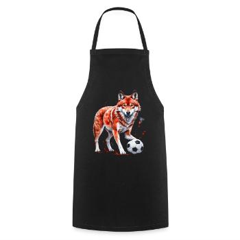Wolf Football Colorful Serbia Srbija Animal Design Print - Cooking Apron - black - Front - AI Model Male 185 dark (185cm)