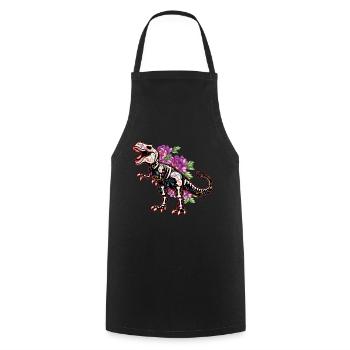 Skeleton Dinosaur Muertos Day Of Dead Halloween - Cooking Apron - black - Front - AI Model Male 185 dark (185cm)