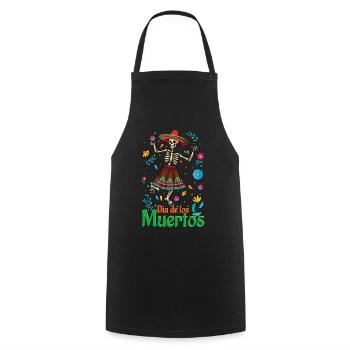 Blumen Muertos Tag der Toten Halloween - Kochschürze - Schwarz - Vorne - AI Model Male 185 dark (185cm)