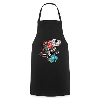 Dinosaur Skeleton Muertos Day Of Dead Halloween - Cooking Apron - black - Front - AI Model Male 185 dark (185cm)