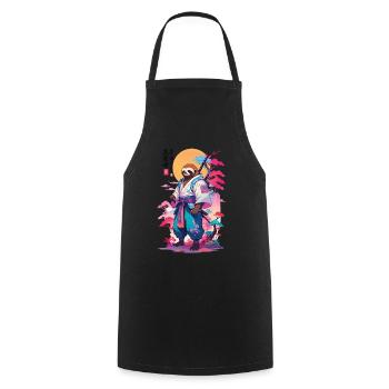 Samurai Faultier Aesthetic Vaporwave Stil - Kochschürze - Schwarz - Vorne - AI Model Male 185 dark (185cm)