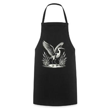 Heron Bird Watching - Cooking Apron - black - Front - AI Model Male 185 dark (185cm)