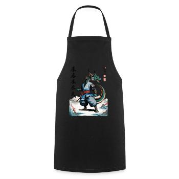 Dragon Samouraï Vintage Ukiyo-e Style Japon Art - Tablier de cuisine - noir - Devant - AI Model Male 185 dark (185cm)