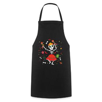 Dancing Skeleton Muertos Day Of Dead Halloween - Cooking Apron - black - Front - AI Model Male 185 dark (185cm)