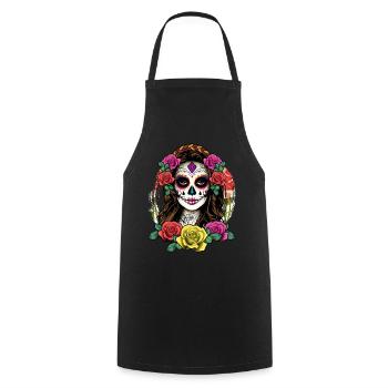 La Calavera Skelett Muertos Tag Des Toten Halloween - Kochschürze - Schwarz - Vorne - AI Model Male 185 dark (185cm)