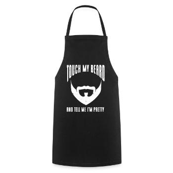 Citation de barbe, Touche ma barbe et dis-moi que je suis jolie - Tablier de cuisine - noir - Devant - AI Model Male 185 dark (185cm)