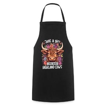 Just A Girl Who Loves Highland Cows - Cooking Apron - black - Front - AI Model Male 185 dark (185cm)
