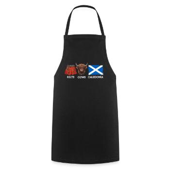 Kilts Cows Caledonia - Cooking Apron - black - Front - AI Model Male 185 dark (185cm)