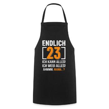 Enfin 23 je peux tout faire, je sais tout - Tablier de cuisine - noir - Devant - AI Model Male 185 dark (185cm)