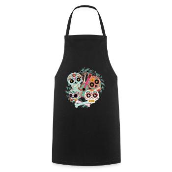 Gitarre Blumen Muertos Tag Des Toten Halloween - Kochschürze - Schwarz - Vorne - AI Model Male 185 dark (185cm)