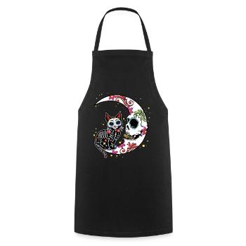 Blumenskelett Muertos Tag Des Toten Halloween Katze - Kochschürze - Schwarz - Vorne - AI Model Male 185 dark (185cm)