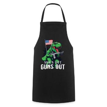 Suns Out Guns Out Funny United States Dinosaur 4th July - Cooking Apron - black - Front - AI Model Male 185 dark (185cm)
