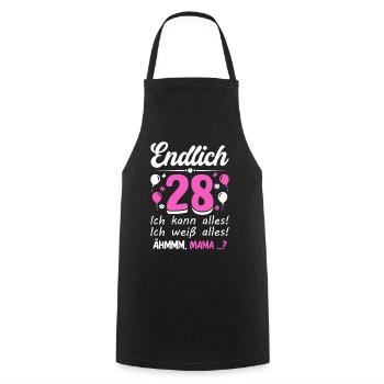 28 Anniversaire Je peux tout faire Je sais tout - Tablier de cuisine - noir - Devant - AI Model Male 185 dark (185cm)