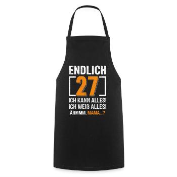 27 Anniversaire Je peux tout faire Je sais tout - Tablier de cuisine - noir - Devant - AI Model Male 185 dark (185cm)