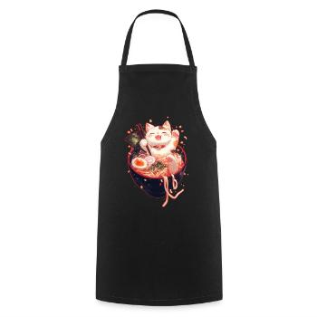 Cute Cat Ramen Bowl Kawaii Noodles Japanese Anime - Cooking Apron - black - Front - AI Model Male 185 dark (185cm)