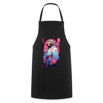 Samurai Faultier Aesthetic Vaporwave Stil - Kochschürze - Schwarz - Vorne - AI Model Male 185 dark (185cm)