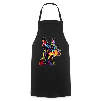Doberman Dog Bright Colors Pop Art Dobermans - Cooking Apron - black - Front - AI Model Male 185 dark (185cm)