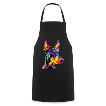 Doberman Dog Bright Colors Pop Art Dobermans - Cooking Apron - black - Front - AI Model Male 185 dark (185cm)