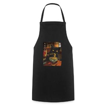 Aesthetic Anime Fan Japanese Black Cat - Cooking Apron - black - Front - AI Model Male 185 dark (185cm)