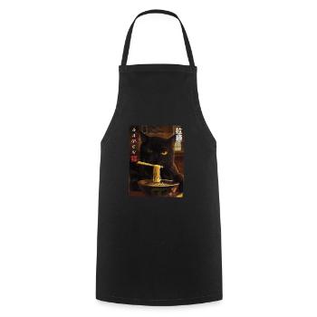 Kawaii Cat Ramen Vintage Anime Fan Design - Cooking Apron - black - Front - AI Model Male 185 dark (185cm)