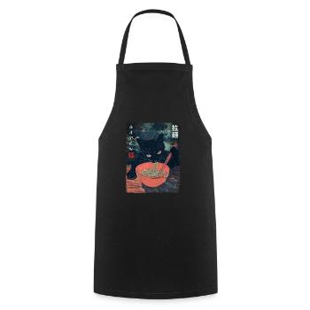 Anime Fan Ramen Katze Streetwear Aesthetic Style - Kochschürze - Schwarz - Vorne - AI Model Male 185 dark (185cm)