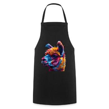 Vibrant Alpaca Art, Colorful Alpaca Design, - Cooking Apron - black - Front - AI Model Male 185 dark (185cm)