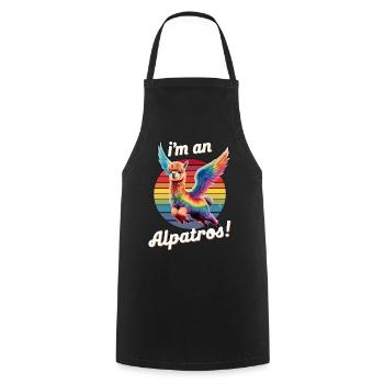 I'm an Alpatros, Winged Funny Alpaca, Colorful - Cooking Apron - black - Front - AI Model Male 185 dark (185cm)