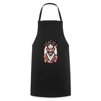 Oni Démons Masque Japon Culture Esthétique Design - Tablier de cuisine - noir - Devant - AI Model Male 185 dark (185cm)