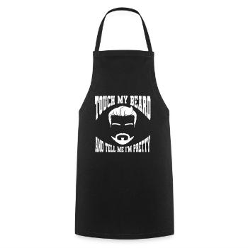 Citation de barbe, Touche ma barbe et dis-moi que je suis jolie - Tablier de cuisine - noir - Devant - AI Model Male 185 dark (185cm)