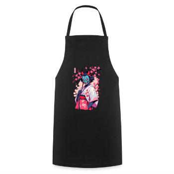 Oni Samurai Vaporwave Aesthetic Japan Culture - Cooking Apron - black - Front - AI Model Male 185 dark (185cm)