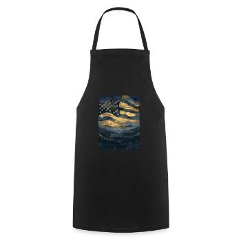 American Flag United States Woods Vintage Retro - Cooking Apron - black - Front - AI Model Male 185 dark (185cm)