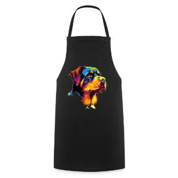 Rottweiler chien couleurs vives pop art fierté chiens - Tablier de cuisine - noir - Devant - AI Model Male 185 dark (185cm)